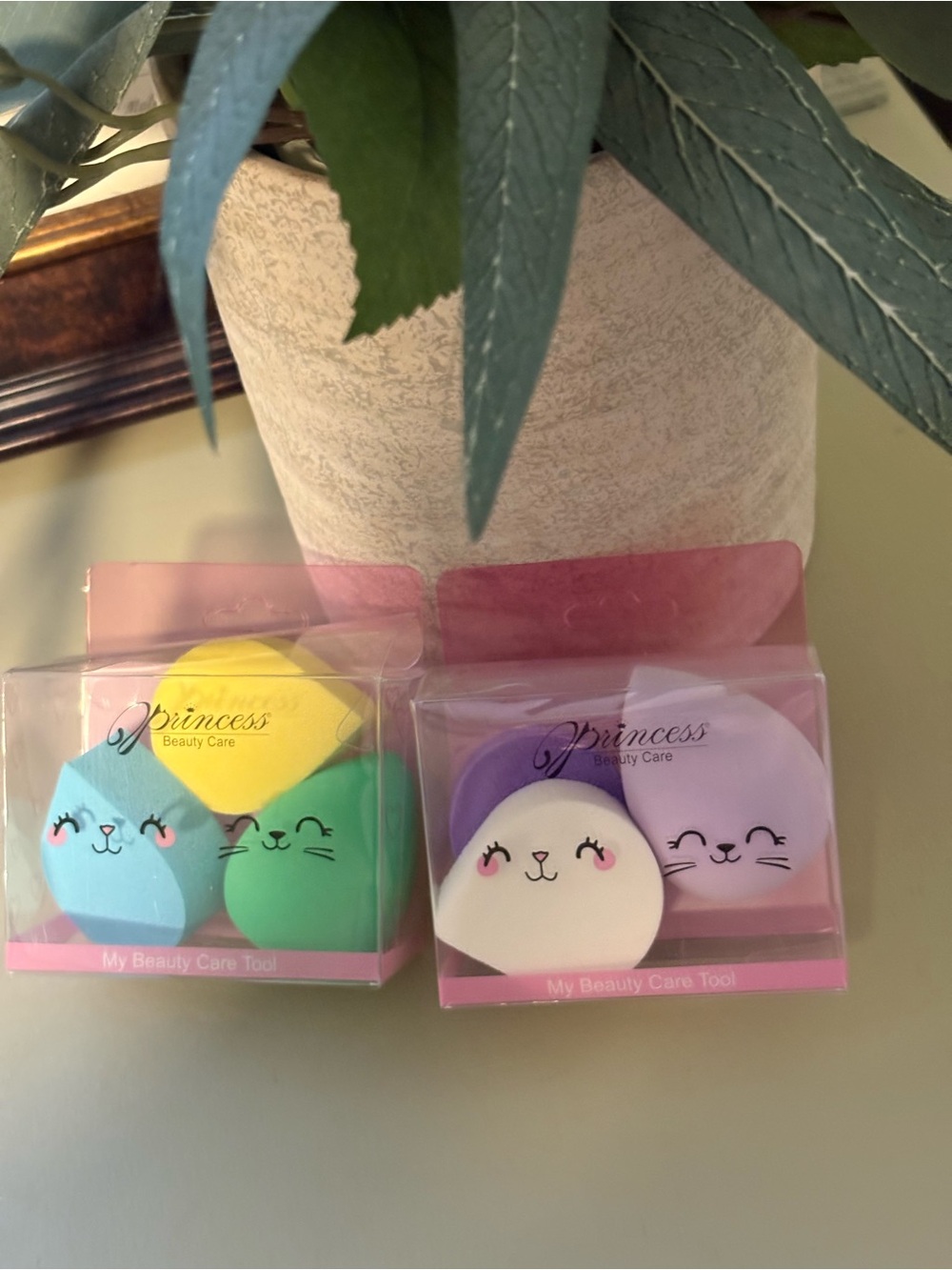 Princess Beauty Cute Cat Face Makeup Sponge Set - Pastel Assorted